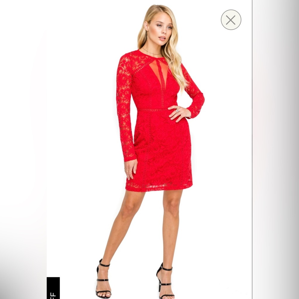 ASTR label red lace sheath dress S